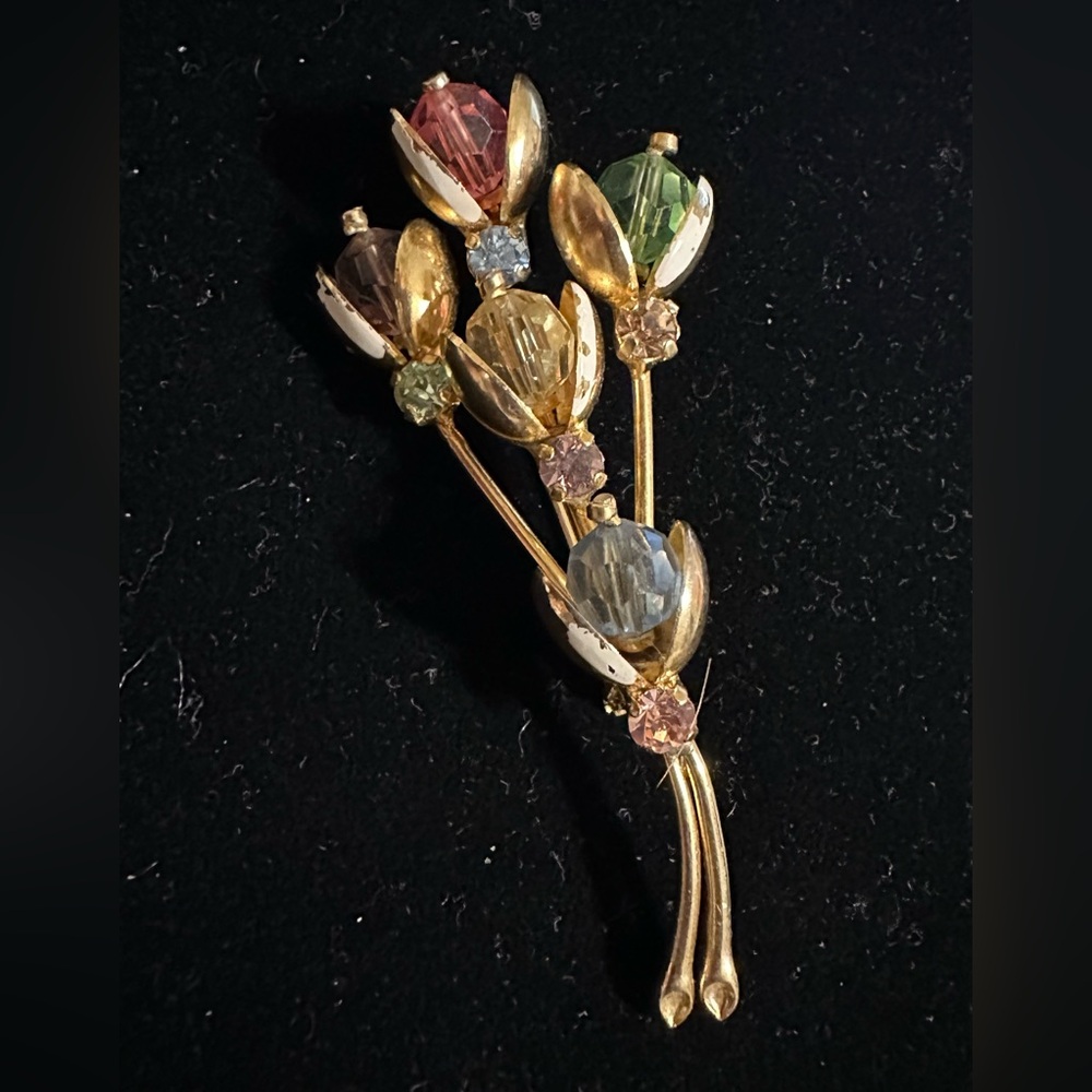 Vintage‎ Austrian Crystal Flower Pin